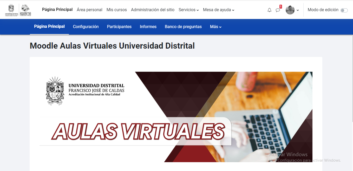 Página de área personal por defecto