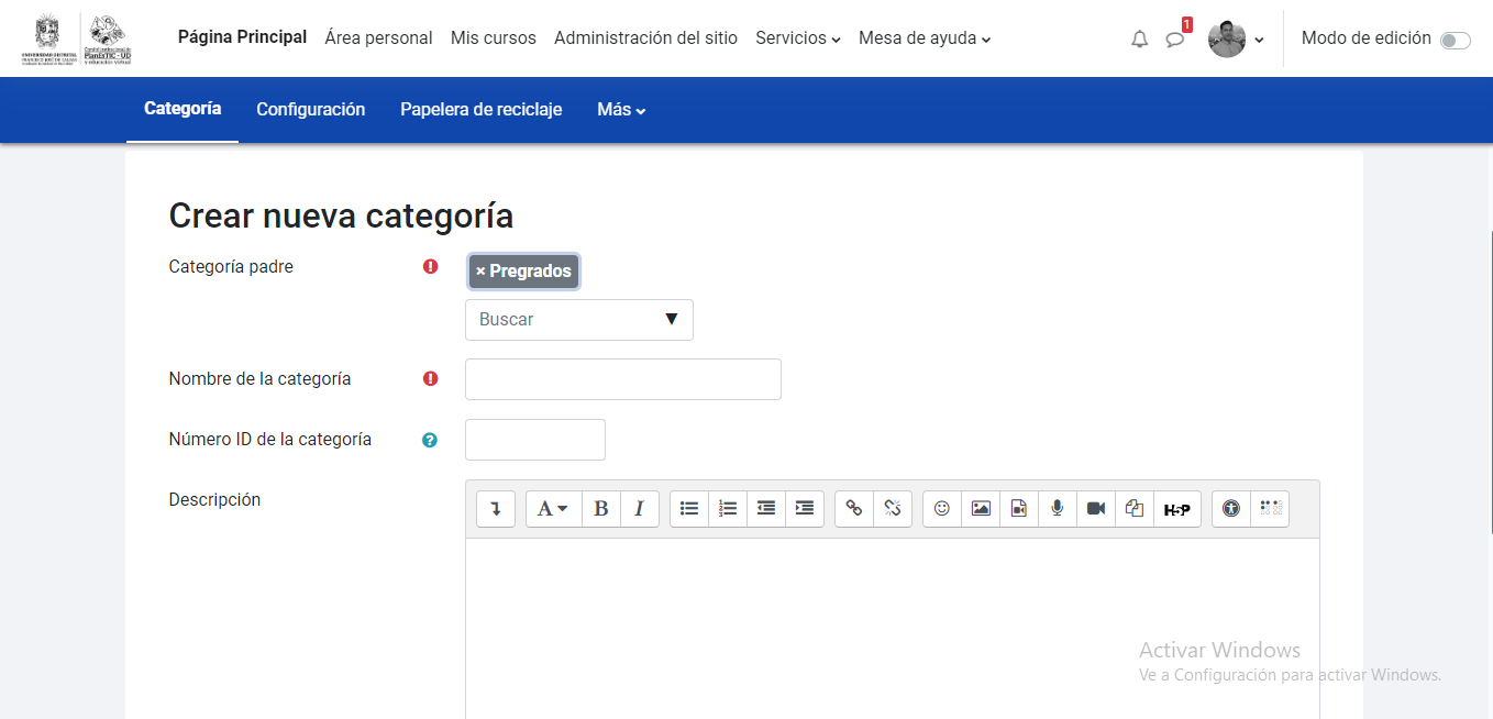 Crear nueva categoría