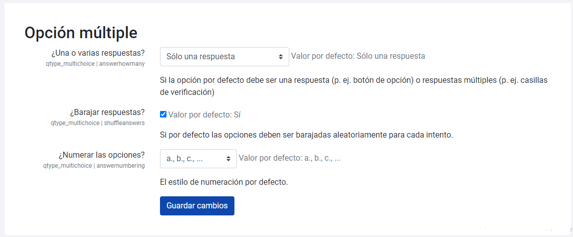 Módulo de valores de previsualización de preguntas