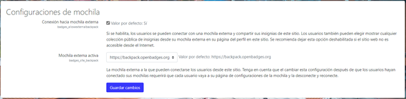 Módulo de configuración de las insignias