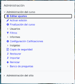 Administración del curso