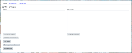 Opción 'Grupos' en 'Administración del curso' en Moodle.