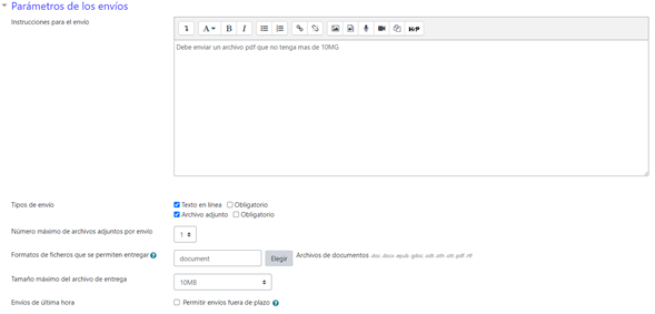 Opción Ajustes de calificación del Módulo Taller