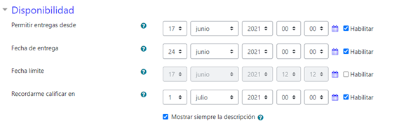 Opción General del Módulo Tarea