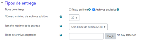 Opción Disponibilidad del Módulo Tarea