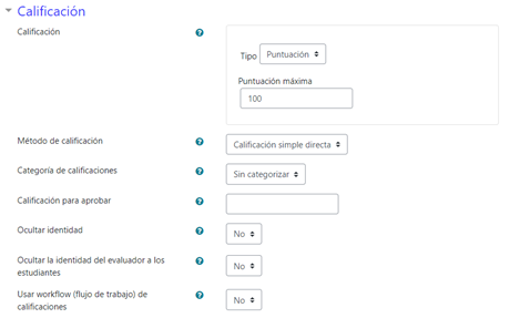 Configuración de entrega del Módulo Tarea