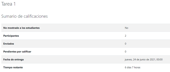 Opción configuración de entrega del Módulo Tarea